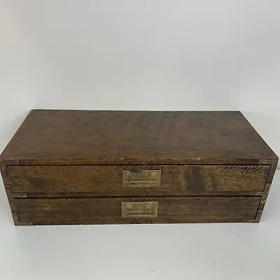 Antique 2 Drawer Spool Cabinet Storage Apothecary Wood Map File Store Display • $225.99