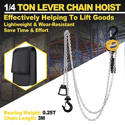 1/4 Ton Lift Mini Lever Block Chain Hoist Come Along Puller 10ft/3m 0.25 Ton • $48.39