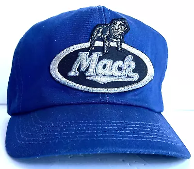 Vintage Mac Truck Embroidered Bulldog Logo Blue Adjustable Cap Type Hat • $29.99