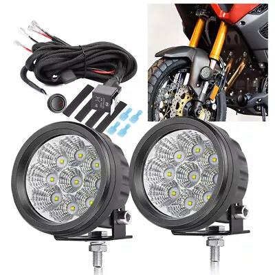 3.5  Motorcycle/E-Bike Headlight LED Flood Fog Lights White Driving ATV W/Wiring • $54.98