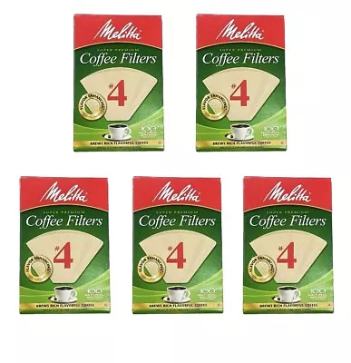 5 Packs Melitta Super Premium Coffee Filters #4 Natural Brown 100 Ct (500 Total) • $16.95