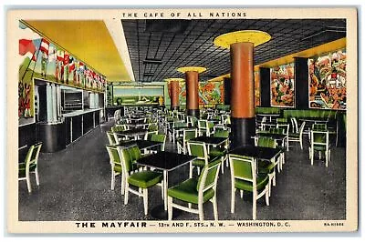 C1940s The Mayfair Scene The Cafe Of All Nations Washington DC Unposted Postcard • £9.60