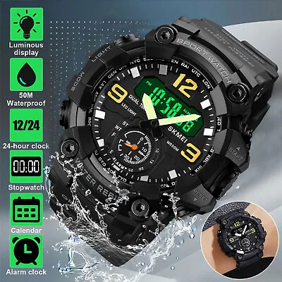 Waterproof Men's Sports Digital Watch Military Quartz LED Electronic Wristwatch • $14.98