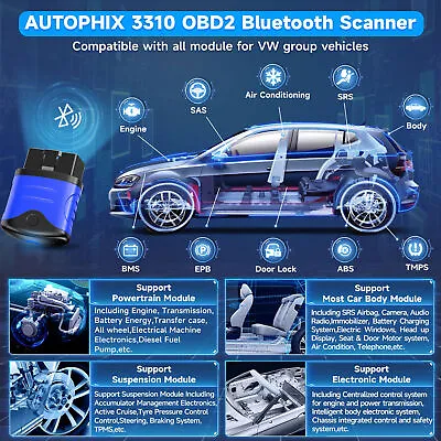 Car OBD2 Bluetooth Diagnostic Scanner Full System Battery Engine Check Oil Reset • £45