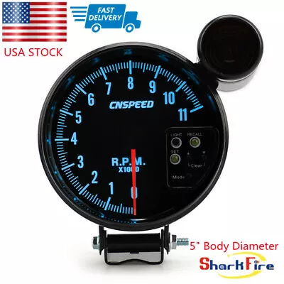 5Inch Tachometer Jdm Spor Gauge 7Color 11K RPM Meter With Shift Light Black Face • $56