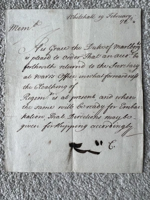 £24.99 • Buy George Clarke Secretary War Handwritten Letter 1703 Uniform Spanish Succession