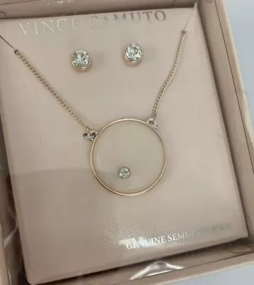 VINCE CAMUTO Jewelry Set Earring & Necklace Gift Box Rose Gold Semi Precious NEW • $27.99