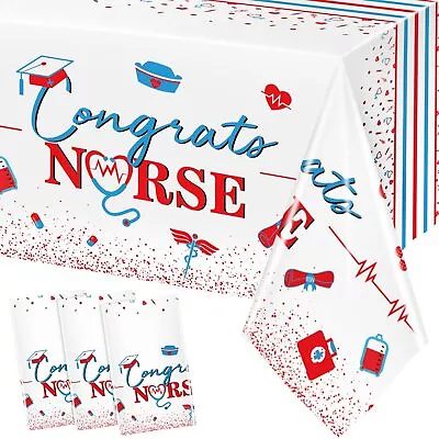 3 Pack Nurse Graduation Party Supplies Nursing School Congrats Tablecloth Nur... • $16.58