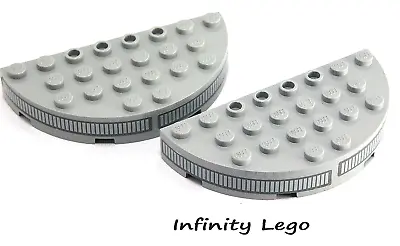 2 LEGO Light Grey Brick 4x8 Round Semi Circle W/ Star Wars Grille Sticker 47974 • $6.50