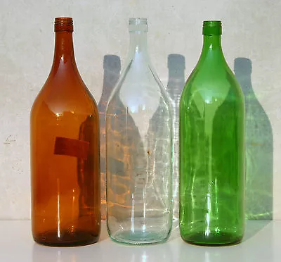 Set Of 3 Italian Mid Century Mixed Colors 2 Liters Bottles For Wine - Carboy • $180