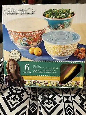 Pioneer Woman 6 Piece MELODY  Set Melamine Bowls With Lids New • £24.13