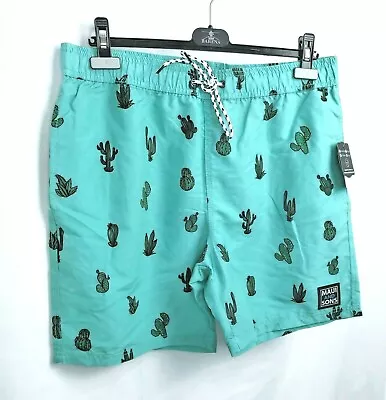 Maui And Sons Men’s Turquoise Cactus Swimming Trunks Shorts Size Large NWT • $28.99