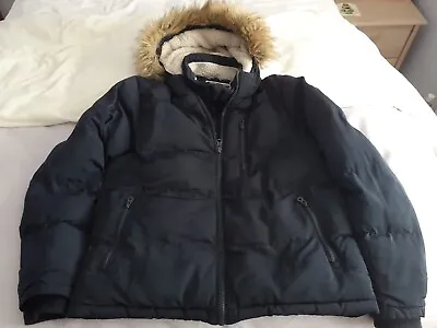 Mens/boys Soul Cal Winter Coat Hooded Padded Size S Navy • £22