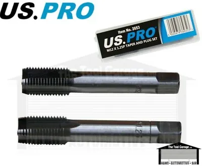 US PRO Tools M12 X 1.25 Pitch Taper & Plug Tap Set Thread Cutting NEW 2653 • £3.95