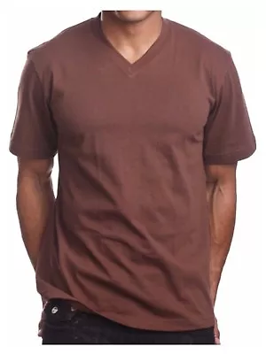 Men T-Shirt Heavy  Weight V-NECK Camo Plain Solid Active Big And Tall Tee S-5X • $10.98