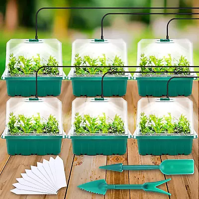 Seed Starter Tray With Light 6PCS Seed Starter Kit With Grow Light Seedling St • $27.25