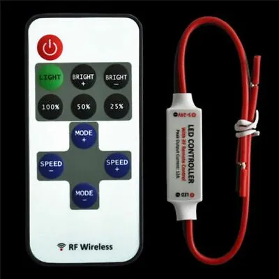 12V Striscia Inline RF Wireless Remote Controller LED Strip Light Switch Dimmer • £4.24