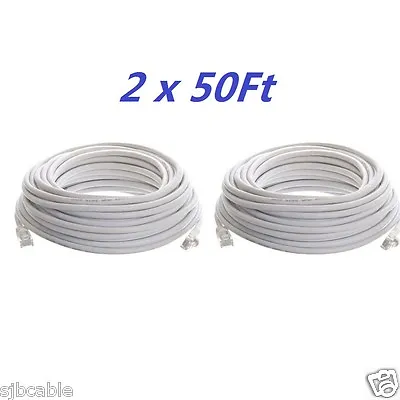 $7.99 • Buy 2 X CAT5 50ft FEET White Internet LAN CAT5e Network Cable Cord For PC Router US