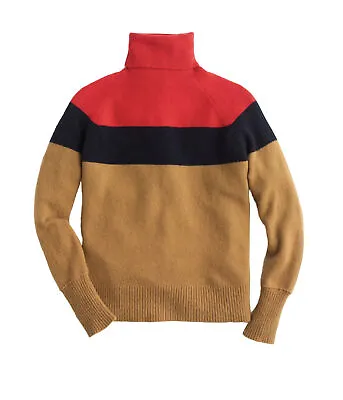 J.Crew Colorblock Turtleneck Sweater Supersoft Yarn Small Merino Wool Alpaca • $27.99