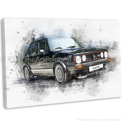 VW Golf Gti MK1 Canvas Wall Art Print Classic Car Painting Framed Picture • £23.99