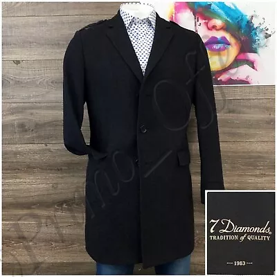 7 Diamonds Mens Overcoat Long Coat Trench Sport Casual Jacket Size L Modern Suit • $79.95