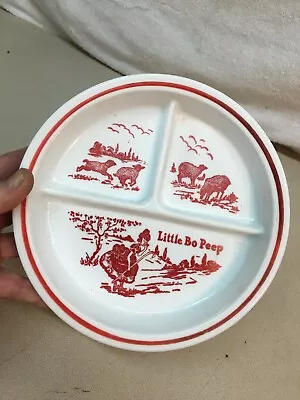 Vintage Fire King Red Little Bo Peep Divided Baby Plate 7.5in • $26.99