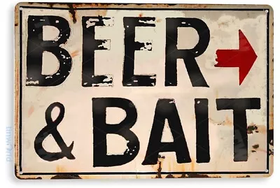 Beer Bait Fishing Fish Hook Marina Bait Shop Tin Sign B861 • $10.25