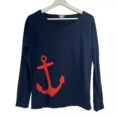 J. Crew Size S Anchor Shirt Lightweight Navy Nautical Coastal Long Sleeve Top • $19.88