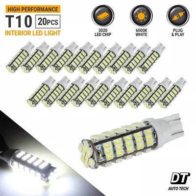 20X T10/921/194 RV Trailer 12V LED Lights Bulbs 68 SMD Xenon 6000K White • $22.49