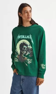 Men's Metallica Licensed Band Tee Shirt Long Sleeve Green XL • $38.53