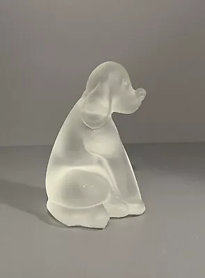 Vintage Cristallerie Satin Frosted Glass Dog Figurine 4.75” Tall Italy • $24.99