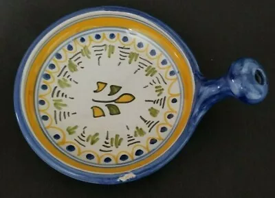 Talavera Spain Bowl With Handle Blue Yellow Pattern Appetizer Candy Nuts Salsa • $14
