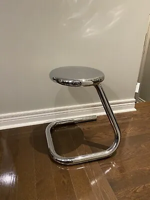 Vintage Paperclip Stool ~ 18  In Height Chrome 12  Seat • $236.27