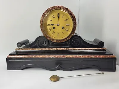 French Mantel Clock Chiming Black Slate Marble Case Miller And Son London  • $273.92