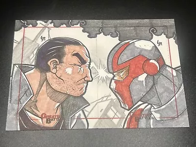 Marvel Greatest Battles Sketch Cards By Yonomi Punisher Vs Unknown 🕷️ • $125