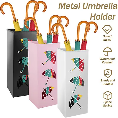 Umbrella Holder Stand Metal Home Storage Rack Walking Stick Rain Water Drip Tray • £20.87