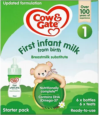 Cow & Gate 1 First Baby Milk Formula Starter Pack From Birth 6x70ml • £10.30