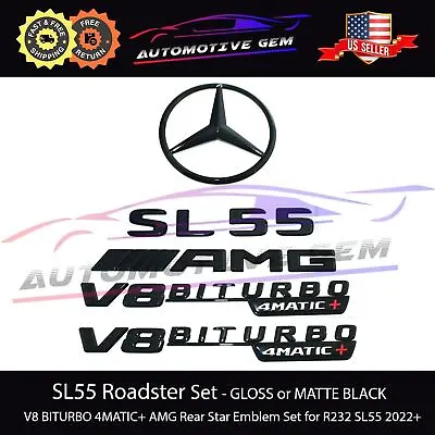 $99.99 • Buy 2022+ SL55 AMG V8 BITURBO 4MATIC+ Rear Star Emblem Black Badge Set Mercedes R232