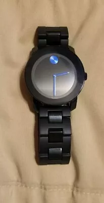 Movado Bold Swiss Evolution Blue Dial Black Steel Watch. Mint!! • $200