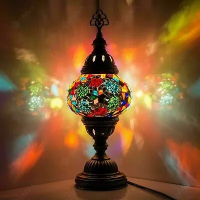 Turkish Moroccan Style Mosaic Lamp Desk Table Bedside Tiffany Lamp Light • $47.10