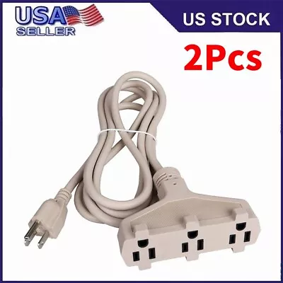 2Pcs 8 Foot Indoor/Outdoor Extension Cord 3-Outlet Heavy Duty Extension Cord USA • $16.99