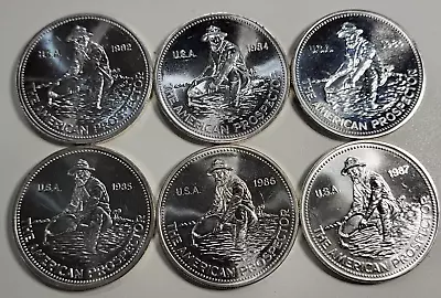 6x 1oz ENGELHARD American Prospector Silver Rounds (1982-1987 No 1983 Key Date) • $299.99