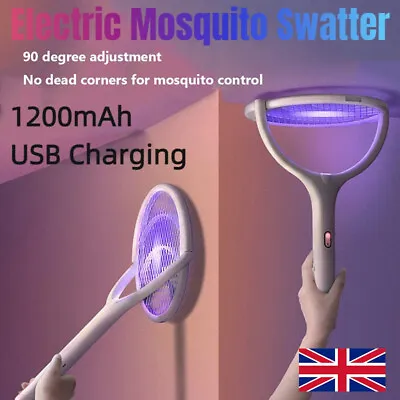 Electric Fly Zapper Mosquito Insect Swatter Racket Bat For Bugs Wasp Killer Uk • £10.88