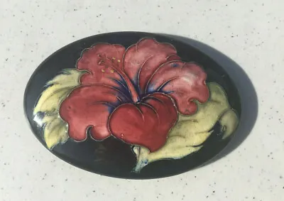 Walter Moorcroft Art Pottery Hibiscus Oval Box Lid Circa 1950s • $50