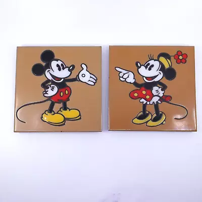 VTG Disney Mickey Minnie Mouse Tile Trivets 6  Masterworks Tiles Kitchen Decor • $45