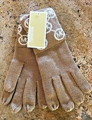 NEW Michael Kors Jet Set Logo Cuff Gloves Dark Caramel One Size • $24