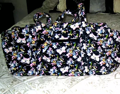 Vera Bradley Weekend Classic Travel Zip Duffle Bag Large Black Butterfly 🎀 • $69.99