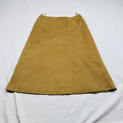 Talbots Skirt Womens Size 12  A Line Midi Faux Micro Suede Brown Western • $5.86