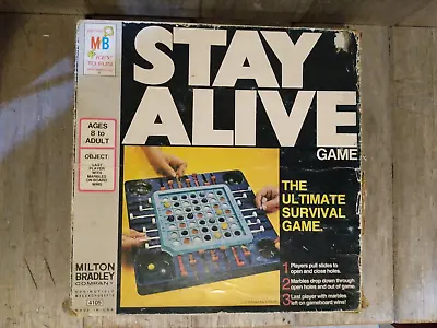 $15 • Buy Vintage Board Game 1971 Stay Alive Milton Bradley Survival Marble Game