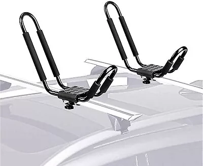 4x J-Bar Rack Kayak Carrier Canoe Boat Surf Ski Roof Top Mount Crossbar Car SUV • £30